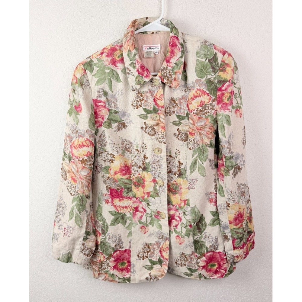 Talbots Womens Ditsy Floral Single Breasted Blazer Size 6 Spring Cottagecore